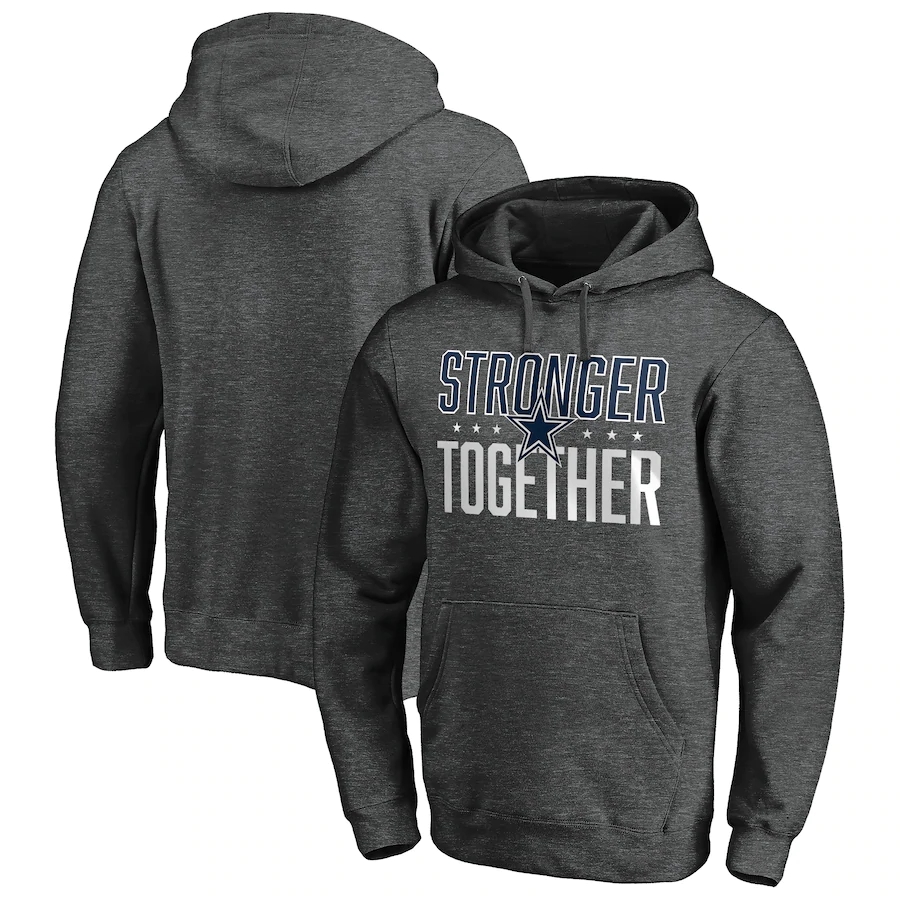 Men's Dallas Cowboys Heather Charcoal Stronger Together Pullover Hoodie